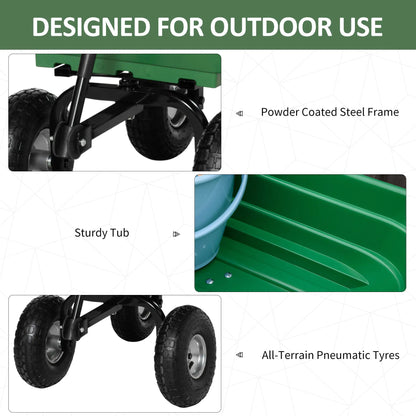 Steel Garden Cart, 10" Pneumatic Tires, Utility Wagon, 551 lbs Capacity Folding Garden Carts at Gallery Canada