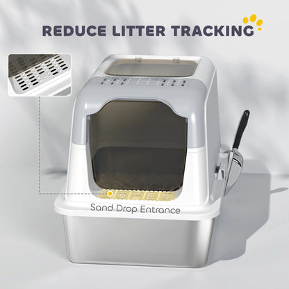 Extra Large Stainless Steel Litter Box, Enclosed for Big Cats Cat Litter Box Enclosures at Gallery Canada