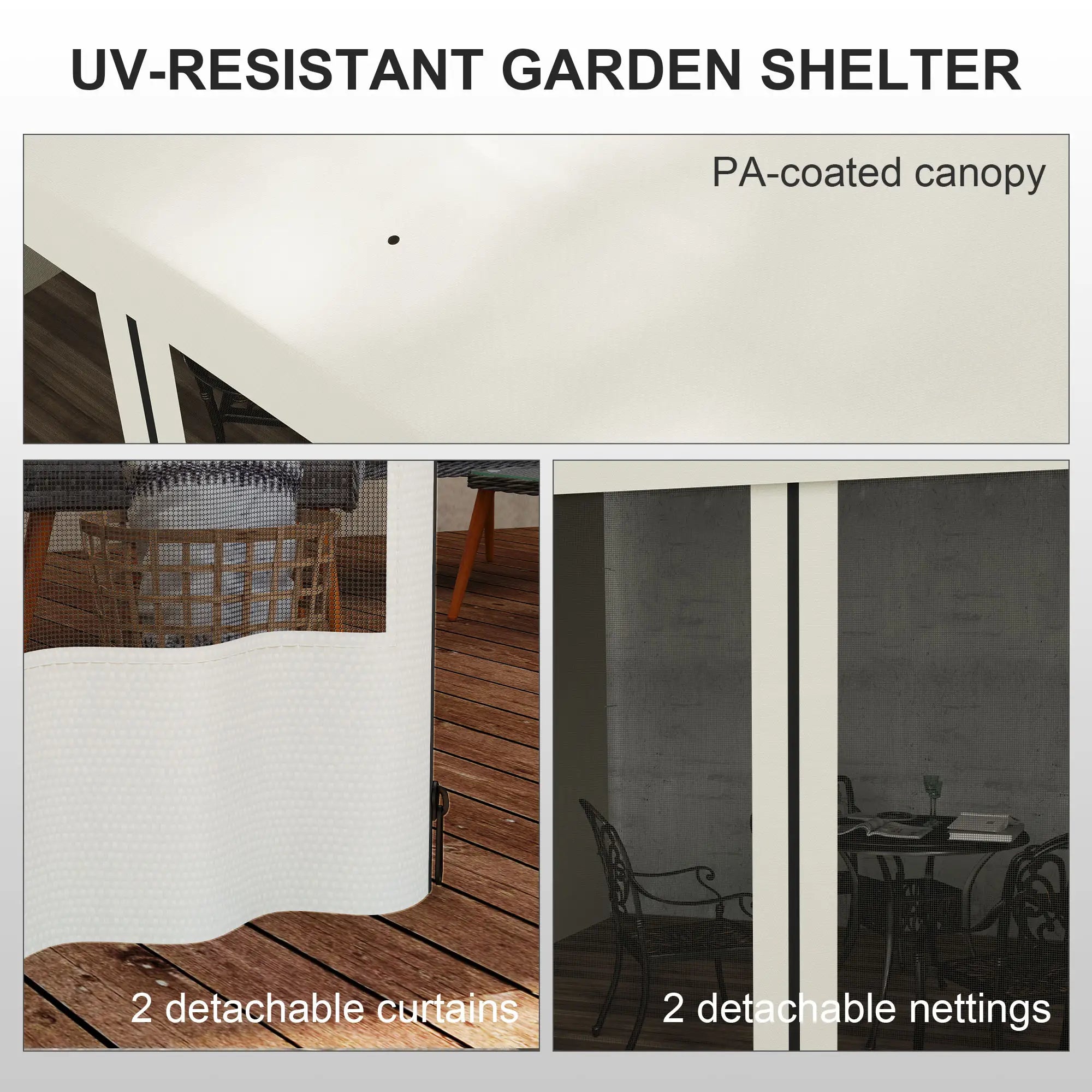 10' x 13' Outdoor Pergola, UV Resistant, with Curtains, Beige Pergolas at Gallery Canada