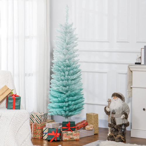 5ft Pencil Christmas Tree, Skinny Artificial, Gradient, Blue