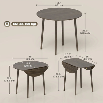 Round Folding Dining Table, Drop Leaf Kitchen Table, Distressed Grey, Wood Legs, Grey Bar Tables & Dining Tables at Gallery Canada