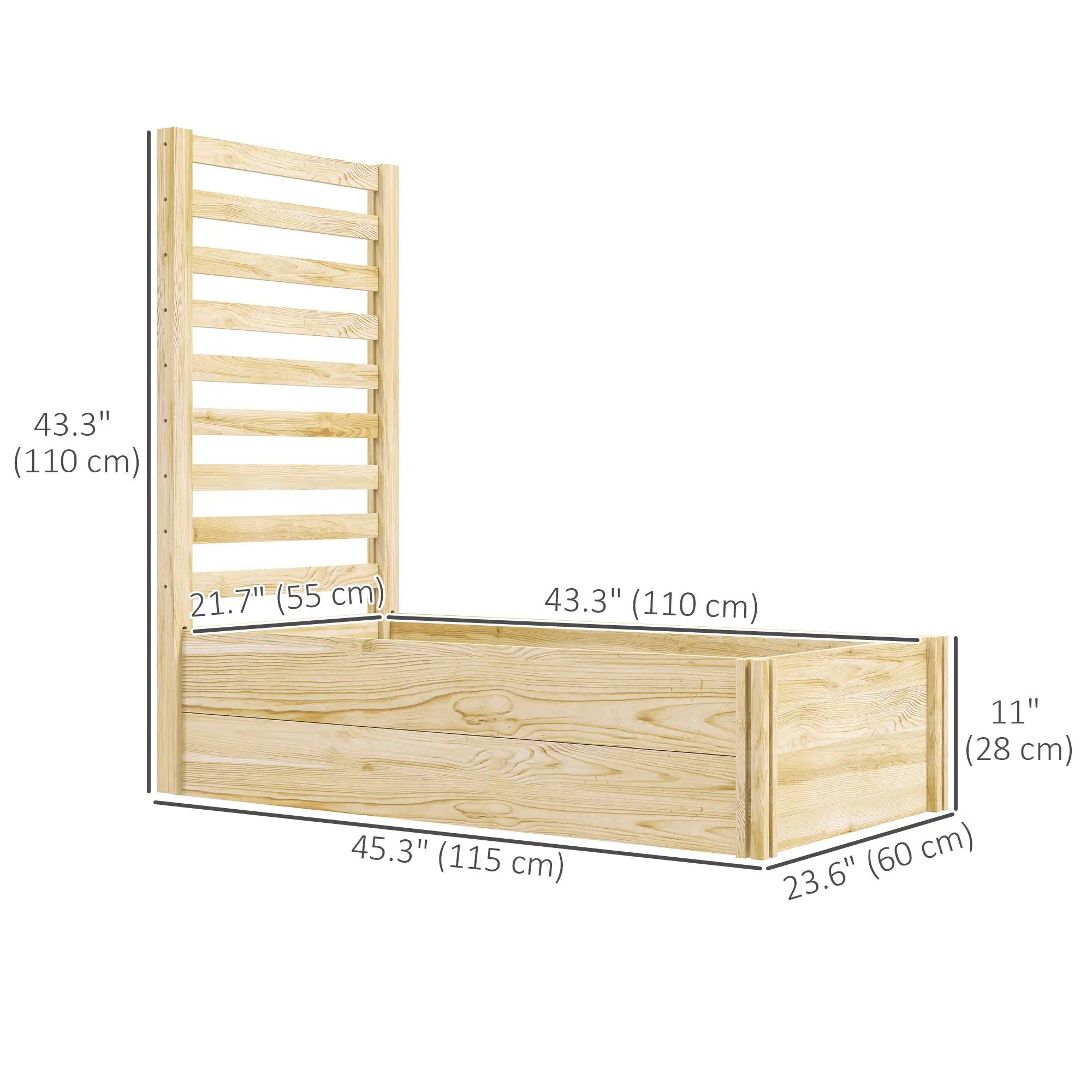 Wood Planter Box with Trellis, Raised Garden Bed, 91