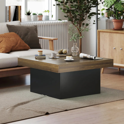 Square Coffee Table with LED Lights, 35-inch, Walnut Coffee Tables at Gallery Canada