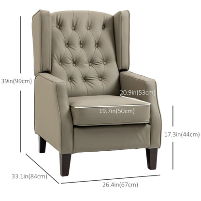 Faux Leather Armchair, Modern Accent Chair, Thick Padding, Khaki Accent Chairs at Gallery Canada
