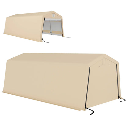 11' x 20' Portable Garage, Heavy Duty Carport Canopy, Khaki Car Shelters Khaki at Gallery Canada