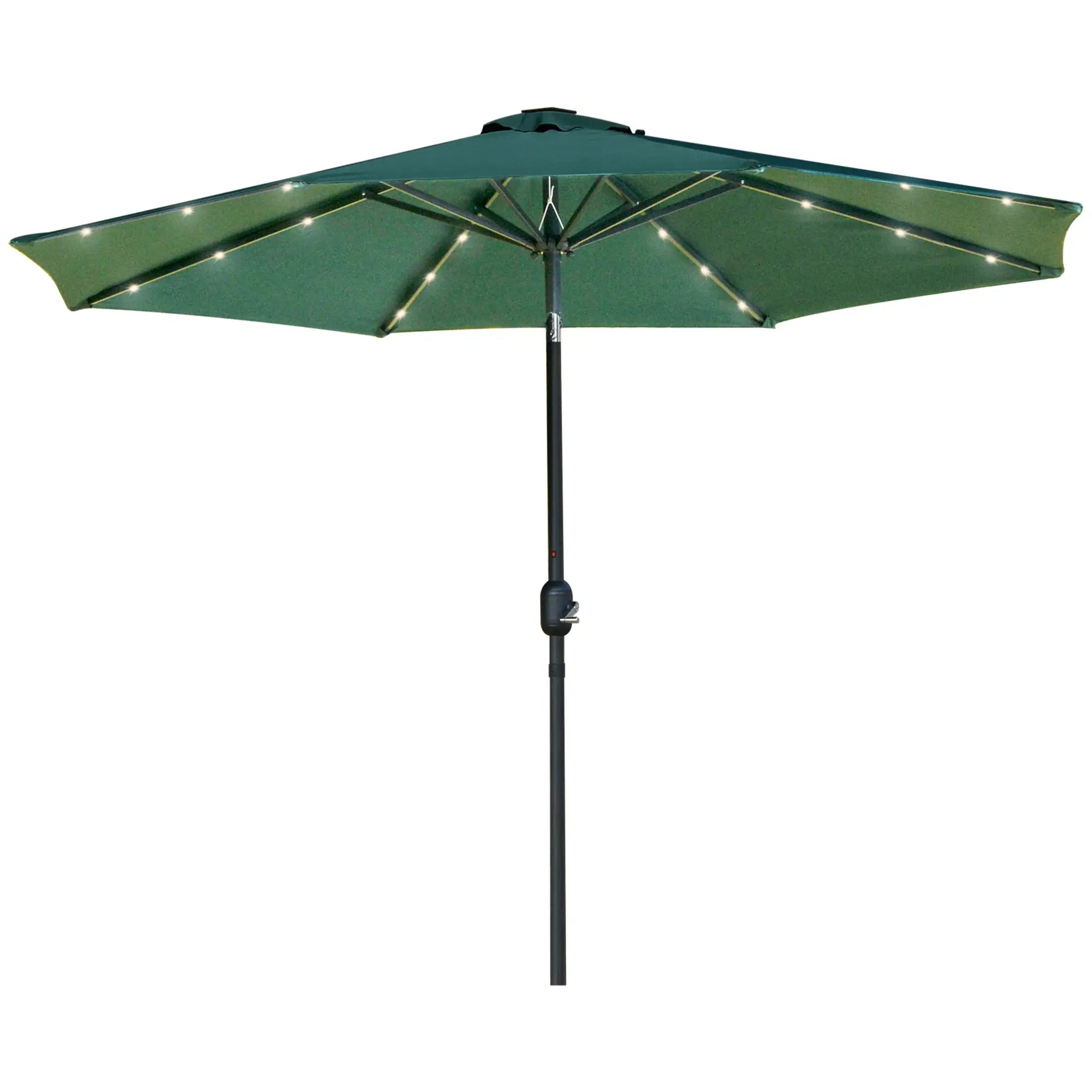 9ft Solar Patio Umbrella, 24 LED Lights, Tilt Canopy, Green Sun Umbrellas Green, Dark Grey at Gallery Canada