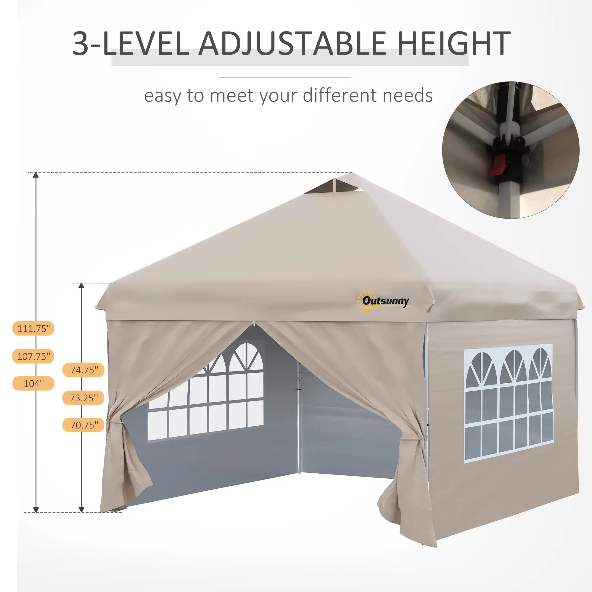 10' x 10' Pop Up Canopy Tent, Instant Sun Shelter, Wheeled Carry Bag, Beige Pop Up Canopies at Gallery Canada