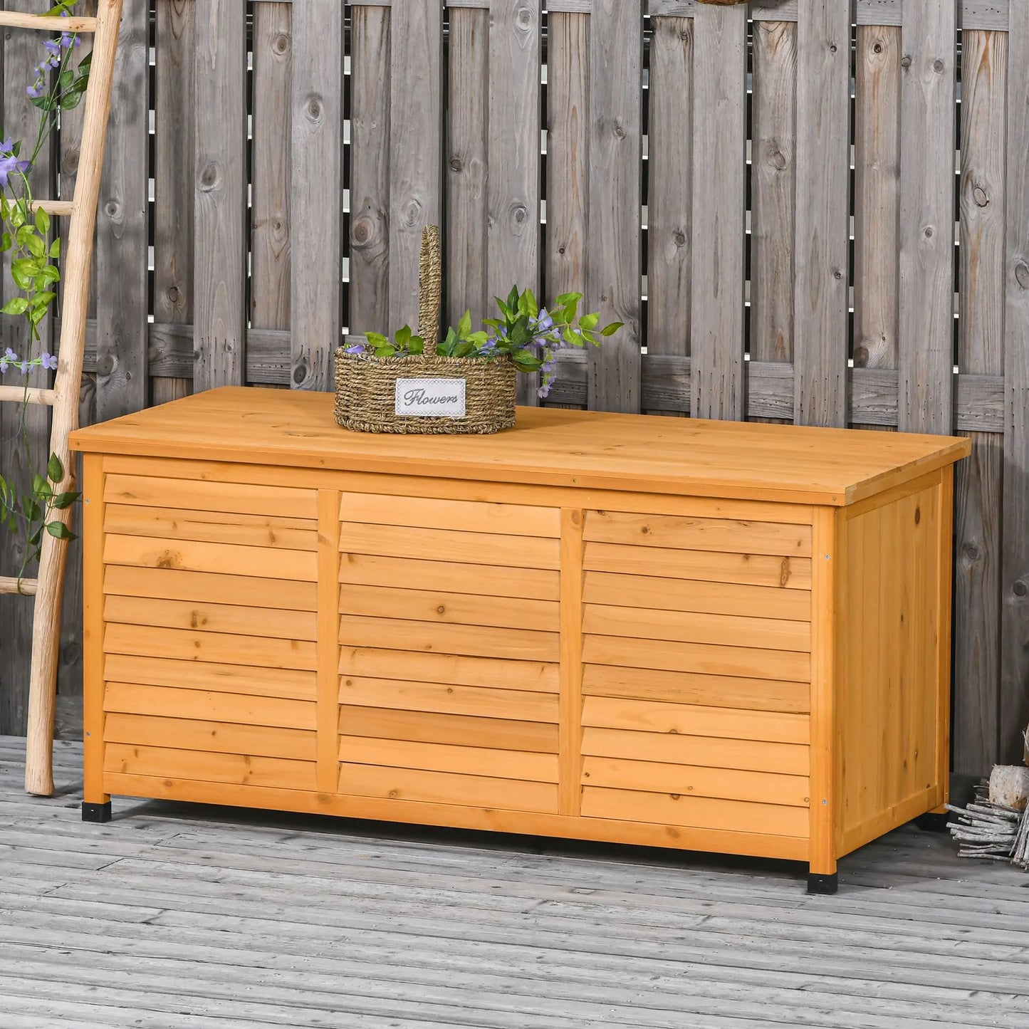 75 Gallon Wooden Storage Box, Patio Deck Bench, Garden Outdoor Container, Yellow Patio Storage Boxes at Gallery Canada