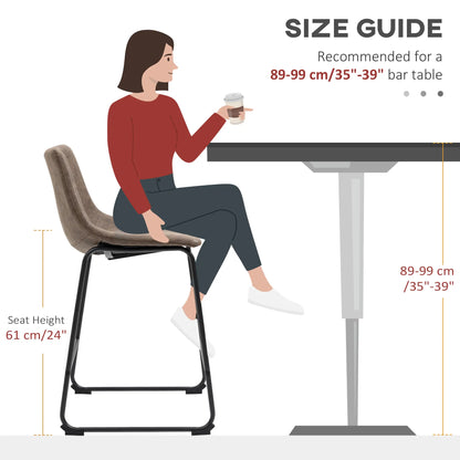 Vintage PU Leather Bar Stools, Set of 2, Counter Height, Brown Bar Stools at Gallery Canada