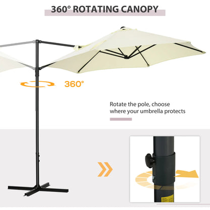 8.5FT Offset Patio Umbrella, 360° Rotation, Cantilever Sun Shade, Beige Cantilever Umbrellas at Gallery Canada