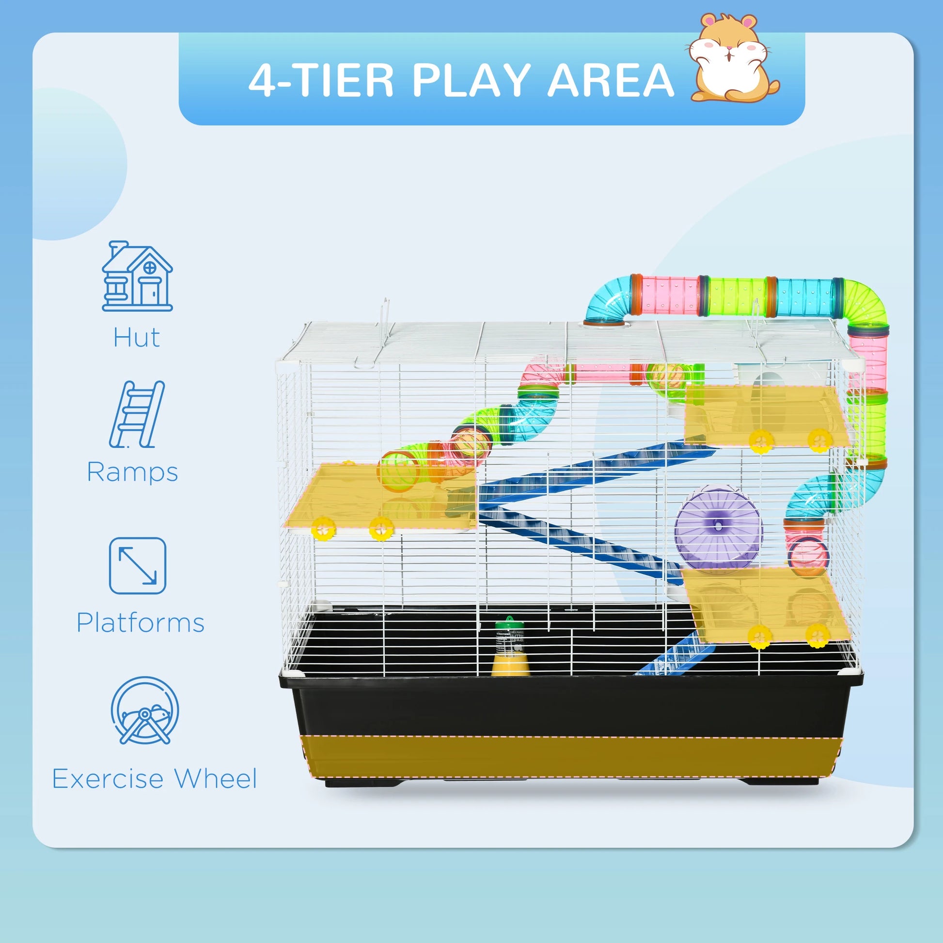 31" Large Hamster Cage, Small Animal House, Tunnel Tube System, Black Hamster Cages at Gallery Canada