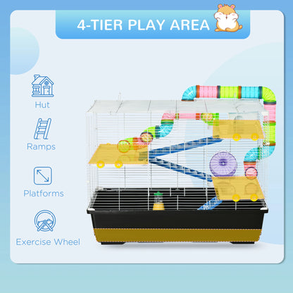 31" Large Hamster Cage, Small Animal House, Tunnel Tube System, Black Hamster Cages at Gallery Canada