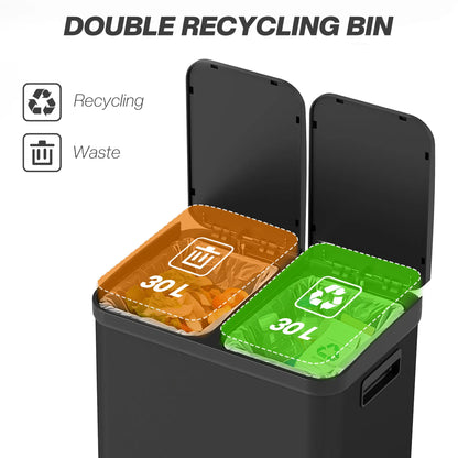 Kitchen Garbage Bin, 2 x 7.9 Gal, Soft-Close With Removable Buckets, Black Small Kitchen Appliances at Gallery Canada
