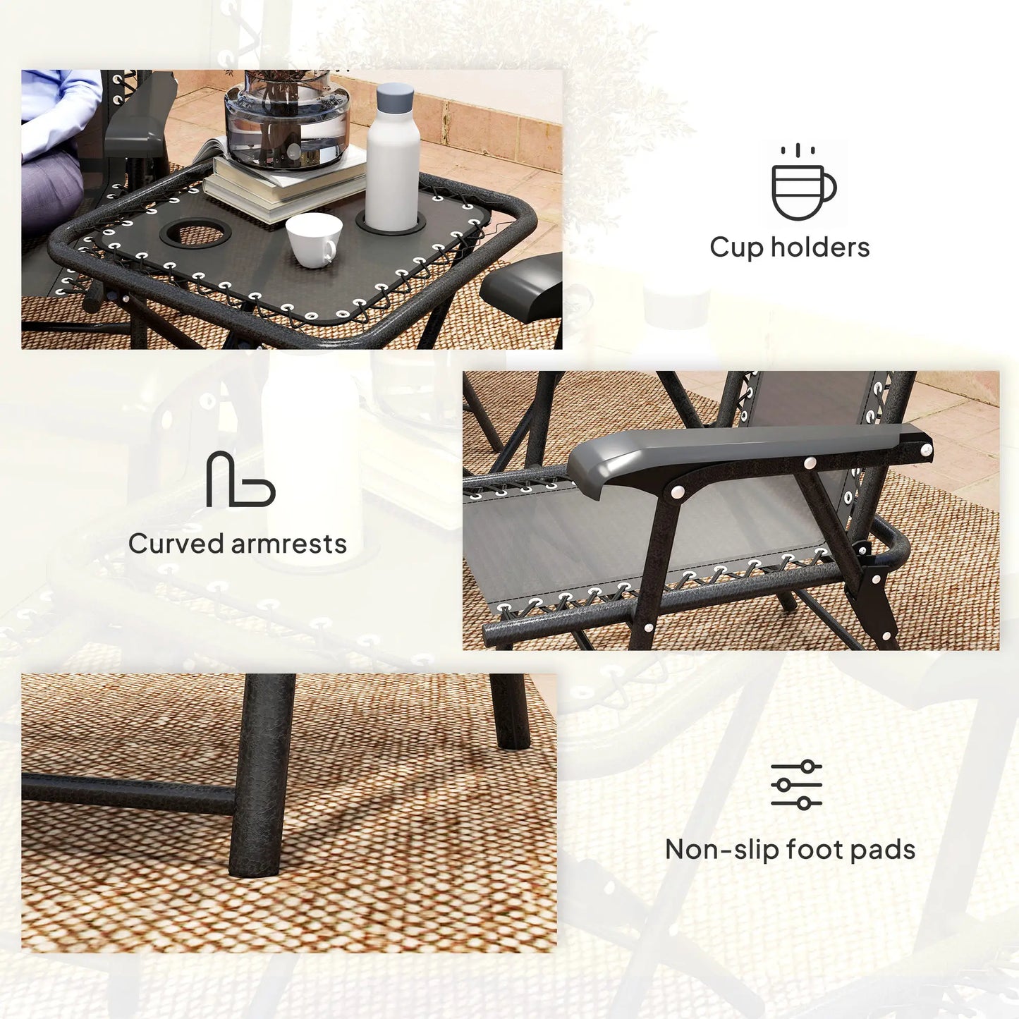 3-Piece Patio Bistro Set, Outdoor Folding Table & Chairs Bistro Sets at Gallery Canada