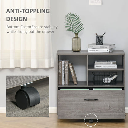 Lateral Filing Cabinet, Open Shelf, Mobile with Wheels, Letter Legal Size, Grey Office Cabinets & Cupboards at Gallery Canada