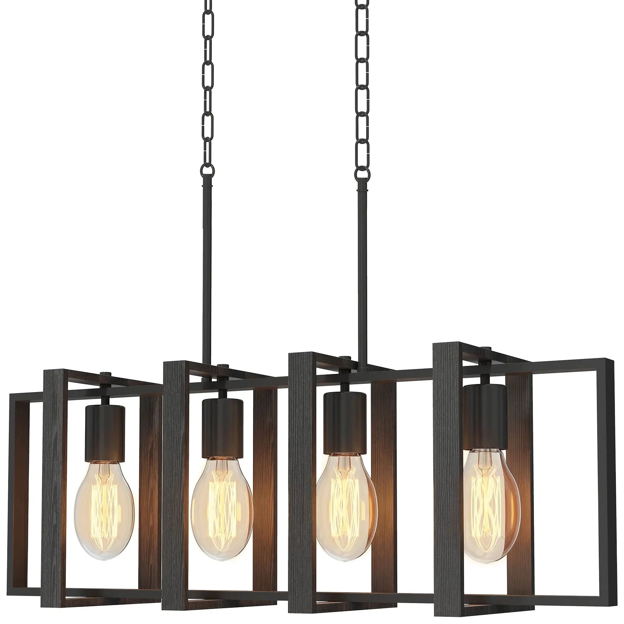 Farmhouse Kitchen Island Linear Pendant Light, 4 Rotatable Frames, Black Floor Lamps & Ceiling Fan Lights at Gallery Canada