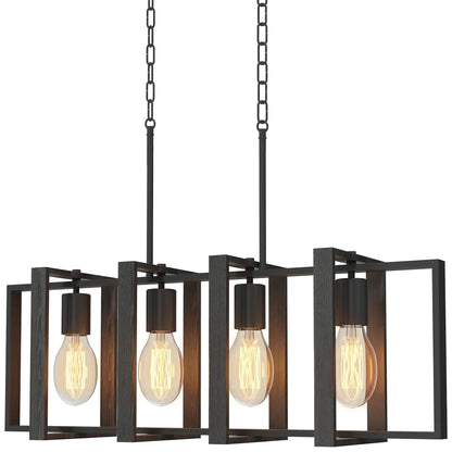 Farmhouse Kitchen Island Linear Pendant Light, 4 Rotatable Frames, Black Floor Lamps & Ceiling Fan Lights at Gallery Canada