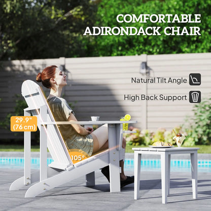 Classic Adirondack Chair, Garden Deck Chair with Cup Holder, White Patio Chairs at Gallery Canada