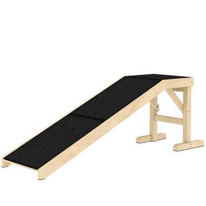 Pet Ramp Bed Steps for Dogs Cats, Non-Slip Carpet Top, 59"L x 16"W x 20"H, Natural Wood Dog Stairs Natural Wood, Black at Gallery Canada