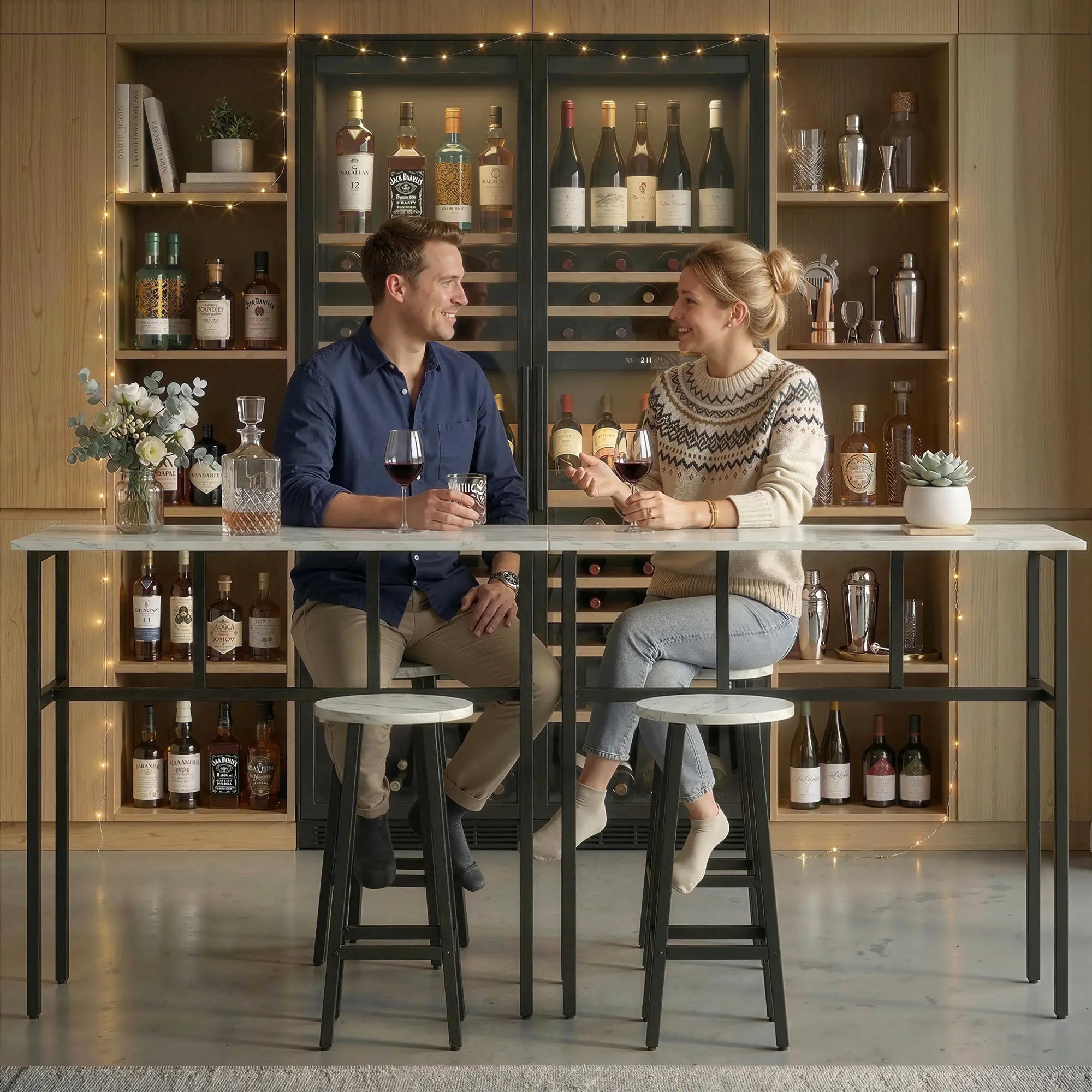 Bar Table Set Of 6, White Marble Breakfast Table And 4 Stools, White Bar Sets at Gallery Canada