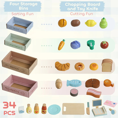 Kids Grocery Store Playset, Toy Set with Cash Register, Chalkboard, Food Toy Playsets at Gallery Canada