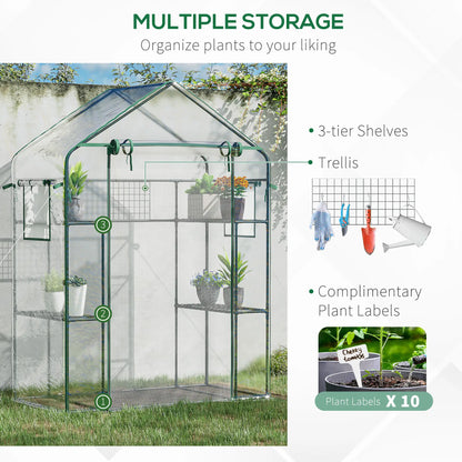 Walk-In Greenhouse, 56" x 29" x 77", 4 Shelves, Roll-Up Door, Mesh Windows, Clear Greenhouses at Gallery Canada