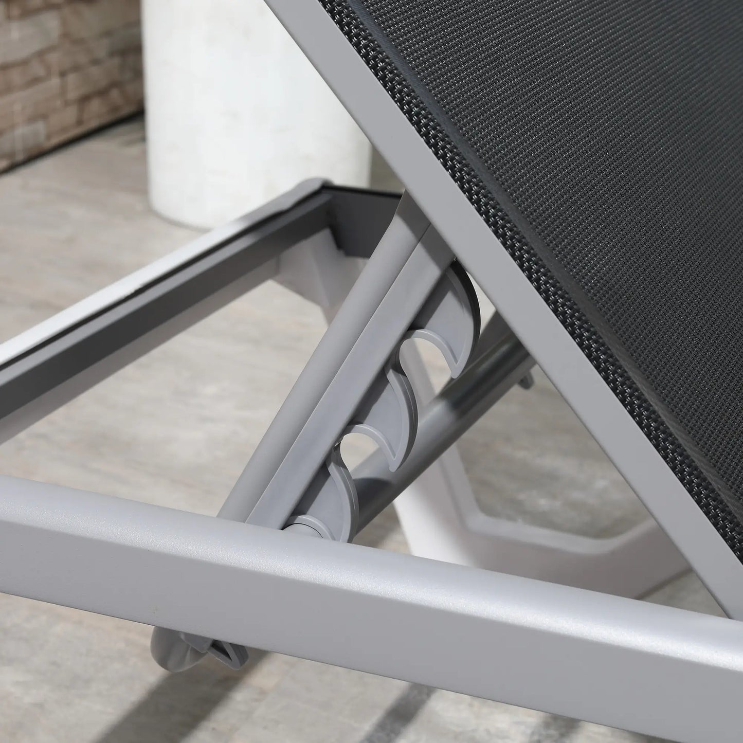 Outdoor Chaise Lounge Chair, Adjustable Back, Wheels, Mesh Fabric, Black Lounger Chairs at Gallery Canada