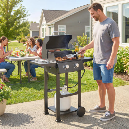 2 Burner Propane Gas Grill With Wheels, 18,400 BTU, Black Propane Gas Grills at Gallery Canada