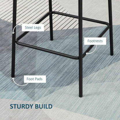 Bar Stools Set of 2, Upholstered Counter Height Bar Chairs, Kitchen Stools with Steel Legs Bar Stools at Gallery Canada