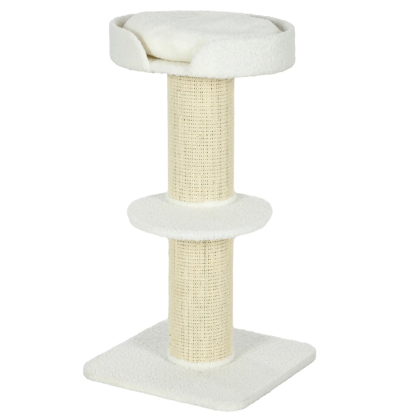 Cat Tree with Scratching Post, Bed, Cushion, Perch, 18" x 18" x 36", Cream White Cat Towers Cream at Gallery Canada