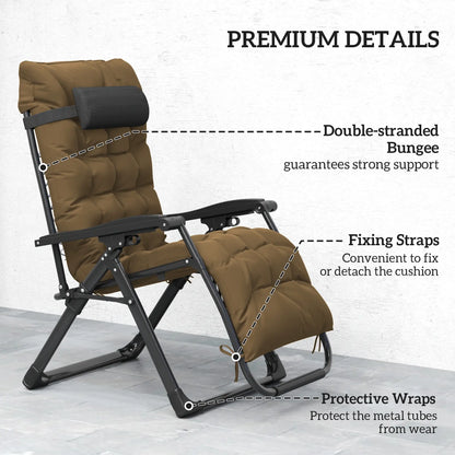 Folding Garden Chairs Set Of 2, Reclining Zero Gravity, Khaki Lounger Chairs at Gallery Canada
