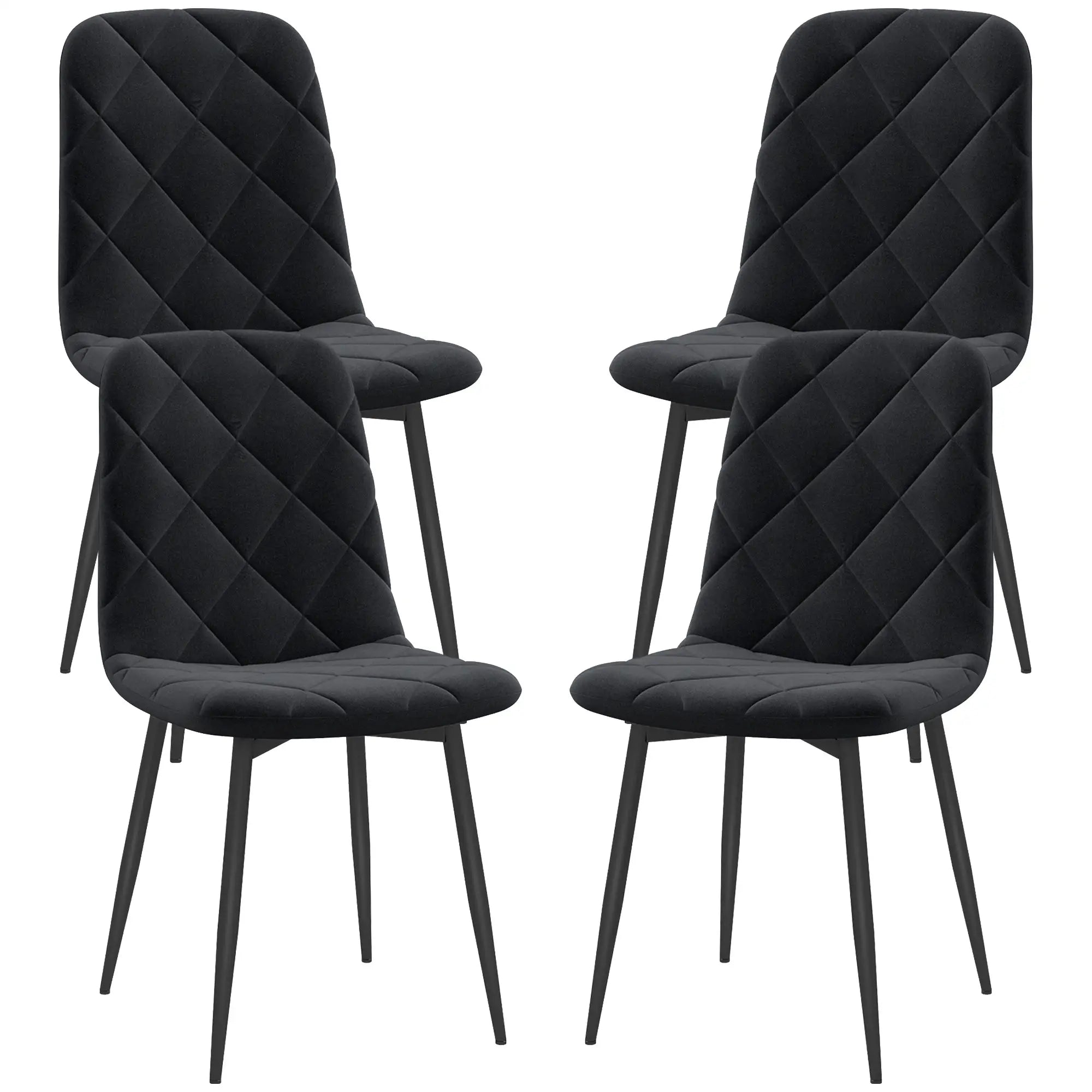 Upholstered Dining Chairs Set of 4, Steel Legs, Modern Kitchen, Black Dining Chairs Black at Gallery Canada