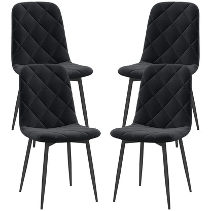 Upholstered Dining Chairs Set of 4, Steel Legs, Modern Kitchen, Black Dining Chairs Black at Gallery Canada
