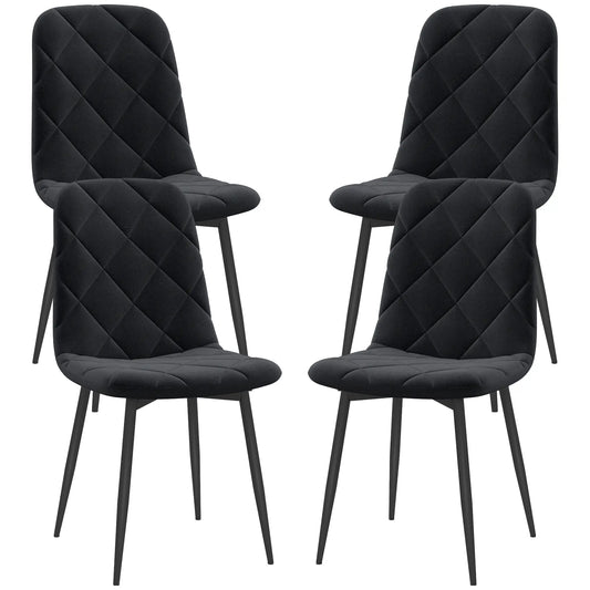 Upholstered Dining Chairs Set of 4, Steel Legs, Modern Kitchen, Black Dining Chairs Black at Gallery Canada