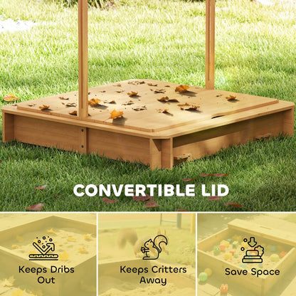 Wooden Kids Sandbox with Cover, Foldable Bench Seats, Adjustable Canopy, Light Brown Sandboxes & Accessories at Gallery Canada