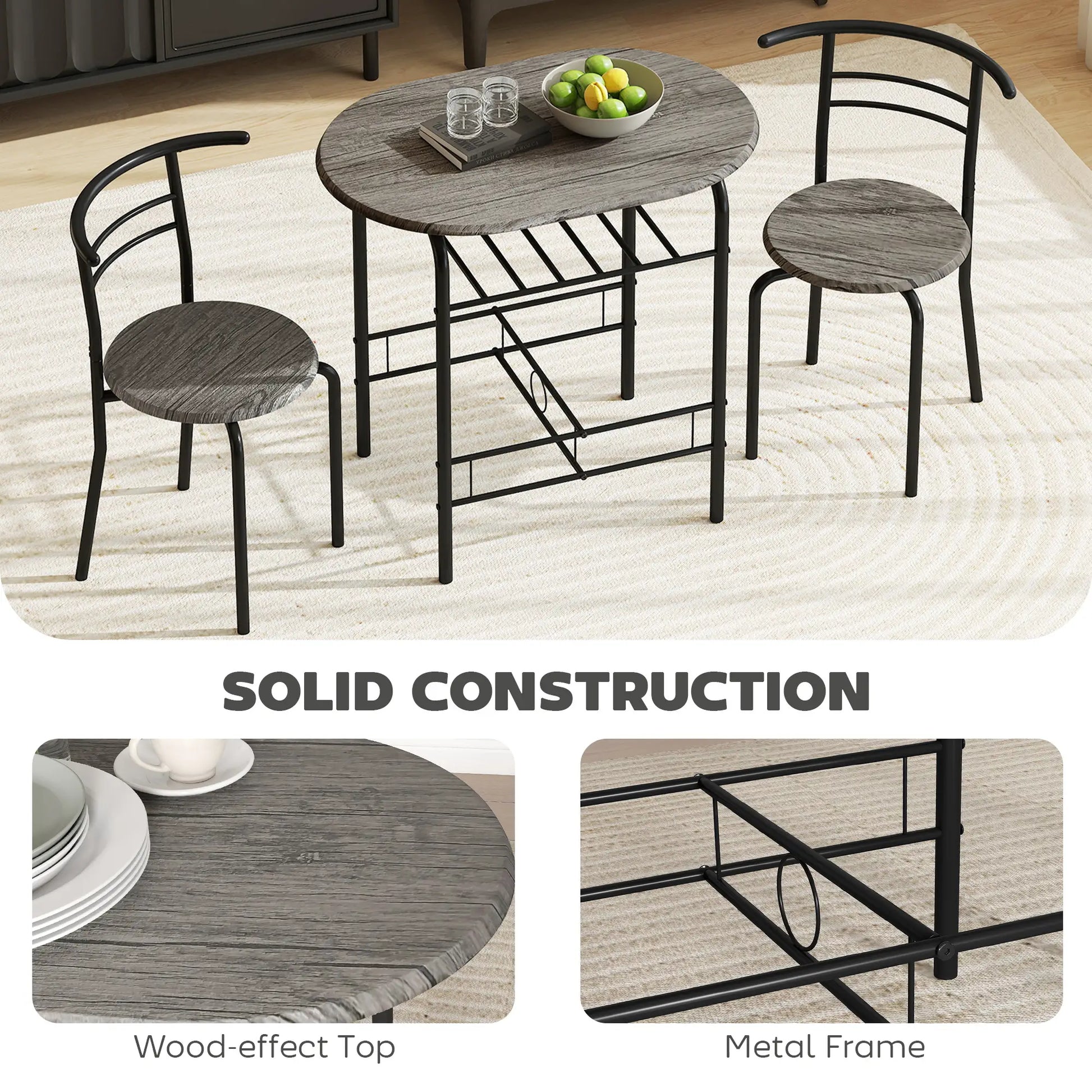 31.5" Dining Table Set of 3 with Chairs and Shelf Dining Table Sets at Gallery Canada