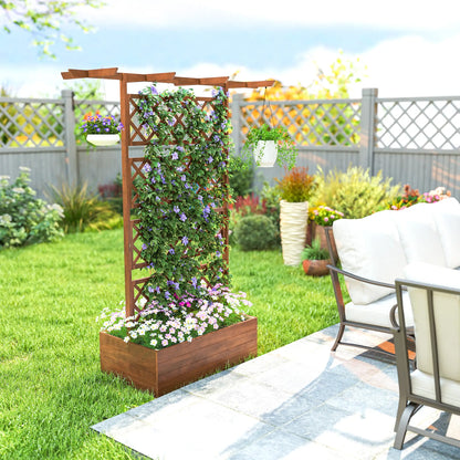 Wooden Planter with Trellis, Raised Garden Bed, Orange Raised Garden Beds at Gallery Canada
