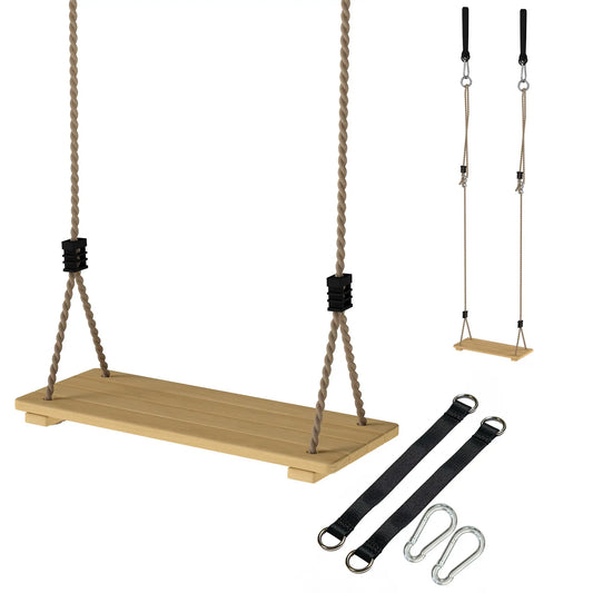 Wooden Swing Seat, Adjustable Rope, Outdoor Playground Playset Gym Sets & Swings Natural at Gallery Canada