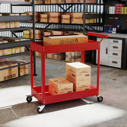 2 Tier Rolling Tool Cart With Wheels, Red Tool Organizers at Gallery Canada