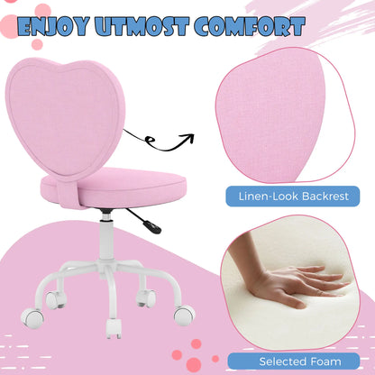 Heart Love Shaped Office Chair, Adjustable Height, Pink Task Chairs at Gallery Canada