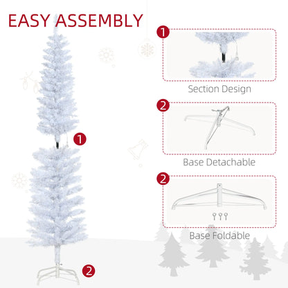 6ft Prelit Pencil Artificial Christmas Tree, 395 Branches, 100 LED Lights, White Pre Lit Christmas Trees at Gallery Canada