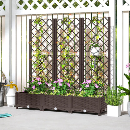 Raised Garden Bed With Trellis, PE Rattan, Drainage Holes, 47" x 16" x 48" Raised Garden Beds at Gallery Canada