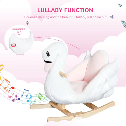 Soft Warm Kids Rocking Horse, Plush Ride On Toy, Swan Style, White Rocking Horses at Gallery Canada