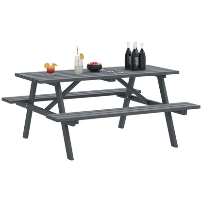 Wood Picnic Table With Umbrella Hole, Camping Table Bench Set, Grey Picnic Tables & Camping Chairs at Gallery Canada
