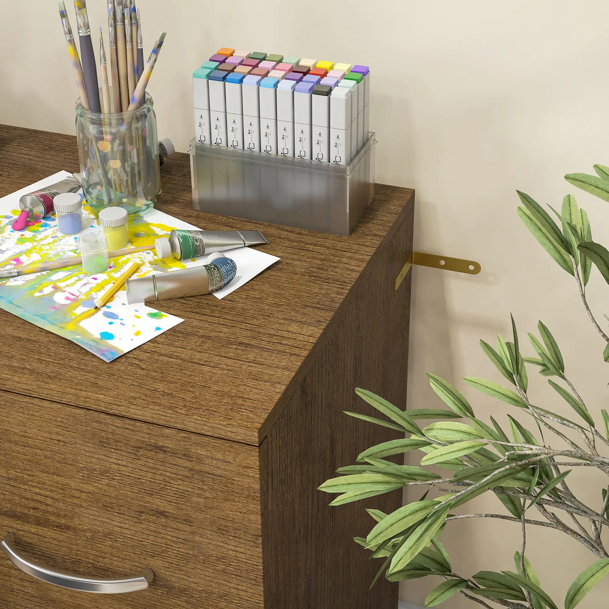 2 Drawer File Cabinet with Lock, Hanging Bar, Letter Size, Light Brown Office Cabinets & Cupboards at Gallery Canada