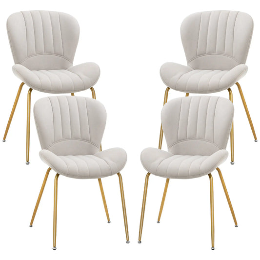 Modern Dining Chairs Set of 4, Cushioned Backrest, Cream White Dining Chairs Cream White, Gold at Gallery Canada