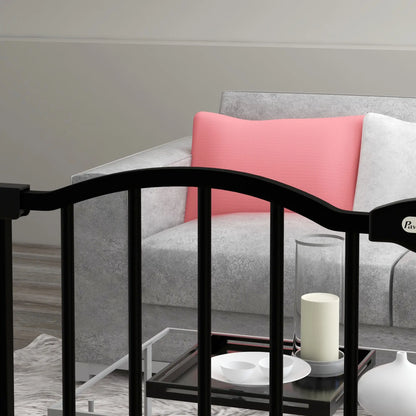 Extra Tall Dog Gate with Door, Pressure Fit, Auto Close, 29-34 Inch, Black Houses, Kennels & Pens at Gallery Canada