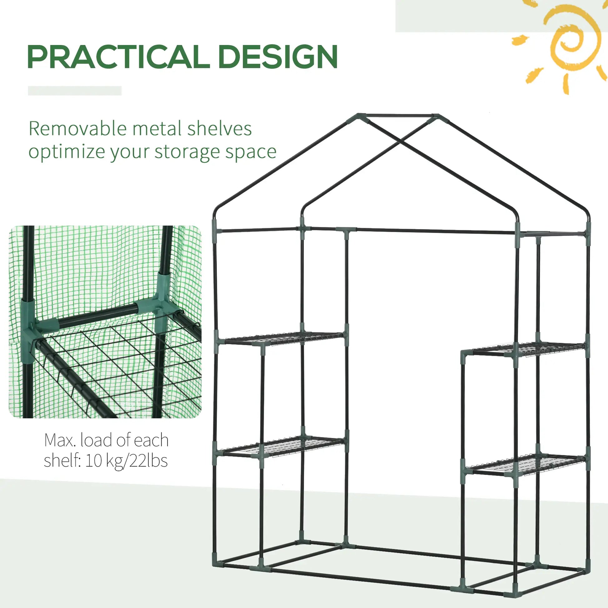 55" x 28" x 75" Walk-in Greenhouse, Portable Garden House, 4 Shelves, PE Cover, Green Walk In Greenhouses at Gallery Canada