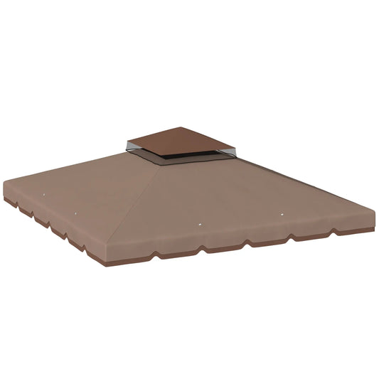 10' x 10' Gazebo Canopy Replacement, Double-Tier Outdoor Roof, Khaki/Brown Gazebo Canopy Replacement Khaki, Brown at Gallery Canada
