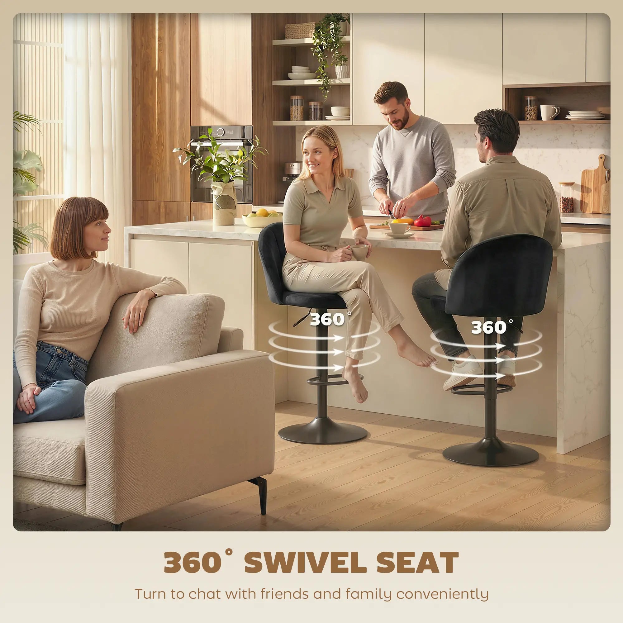 Swivel Counter Height Barstools Set of 2, Black Bar Stools at Gallery Canada